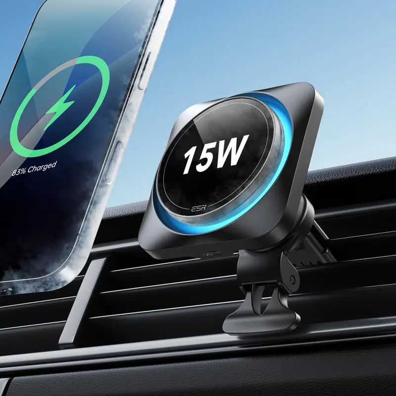 ESR Sturdy 15W MagSafe Car Phone Mount Charger with CryoBoost Cooling, Auto Accessories, Air Vent-Dashboard Wireless Charger for iPhone 18/17/16/15/14/13/12, S25 Series, Pixel 10