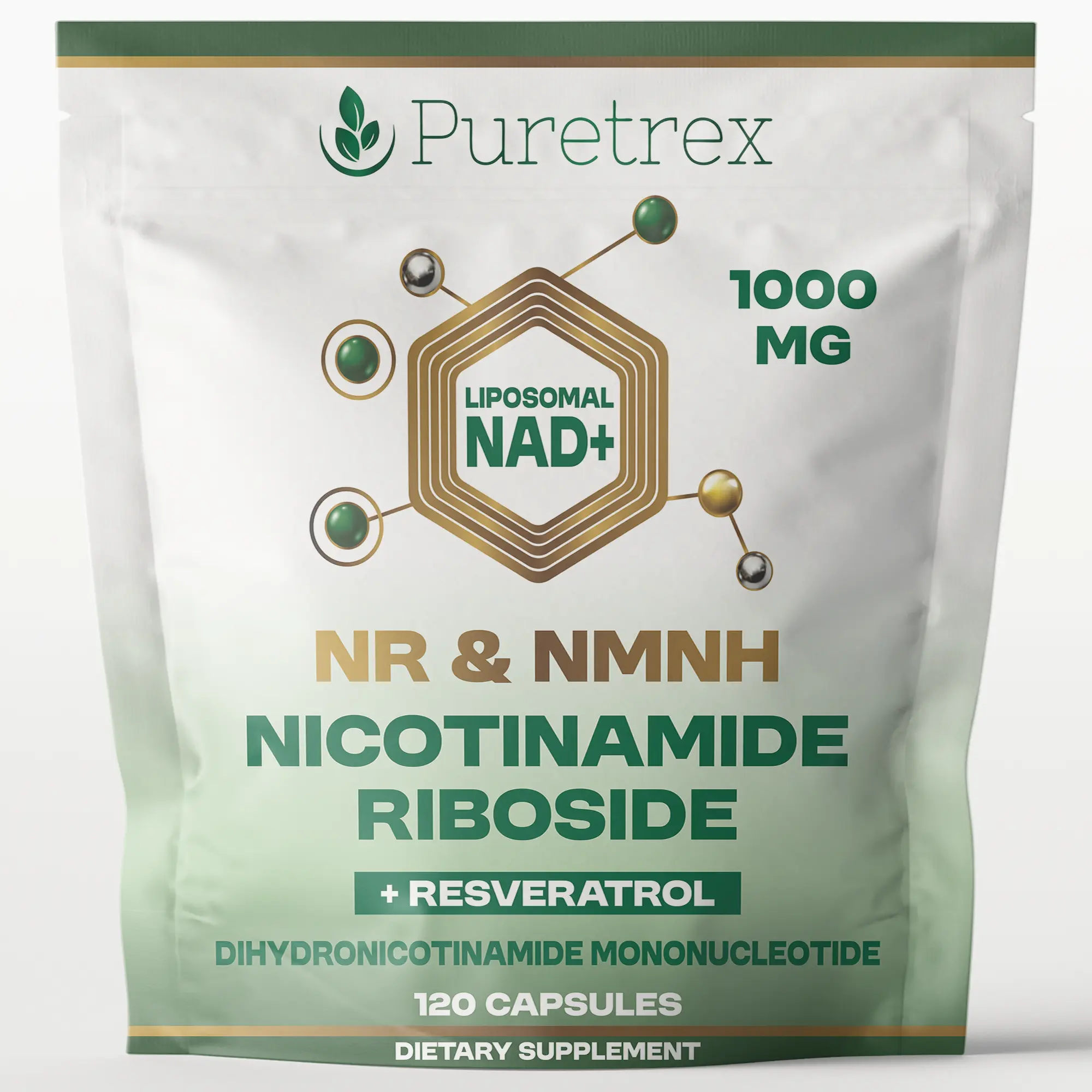 PURETREX liposomal NAD+ Booster – NR + NMNH Nicotinamide Riboside & Resveratrol | Advanced Cellular Energy, Anti-Aging, Mitochondrial Support | 1000mg Capsules