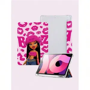 Pink Lettered Girl Trifold iPad Case, Built-in Pencil Slot Adjustable Stand Auto Sleep/Wake, Lightweight Durable Soft Edge, Compatible with iPad 10th/11th Gen/A16/Air 13/11-inch/Pro 11-inch/2025 & Galaxy Tab S9 FE+ 12.4-inch, Ideal for Personal Use