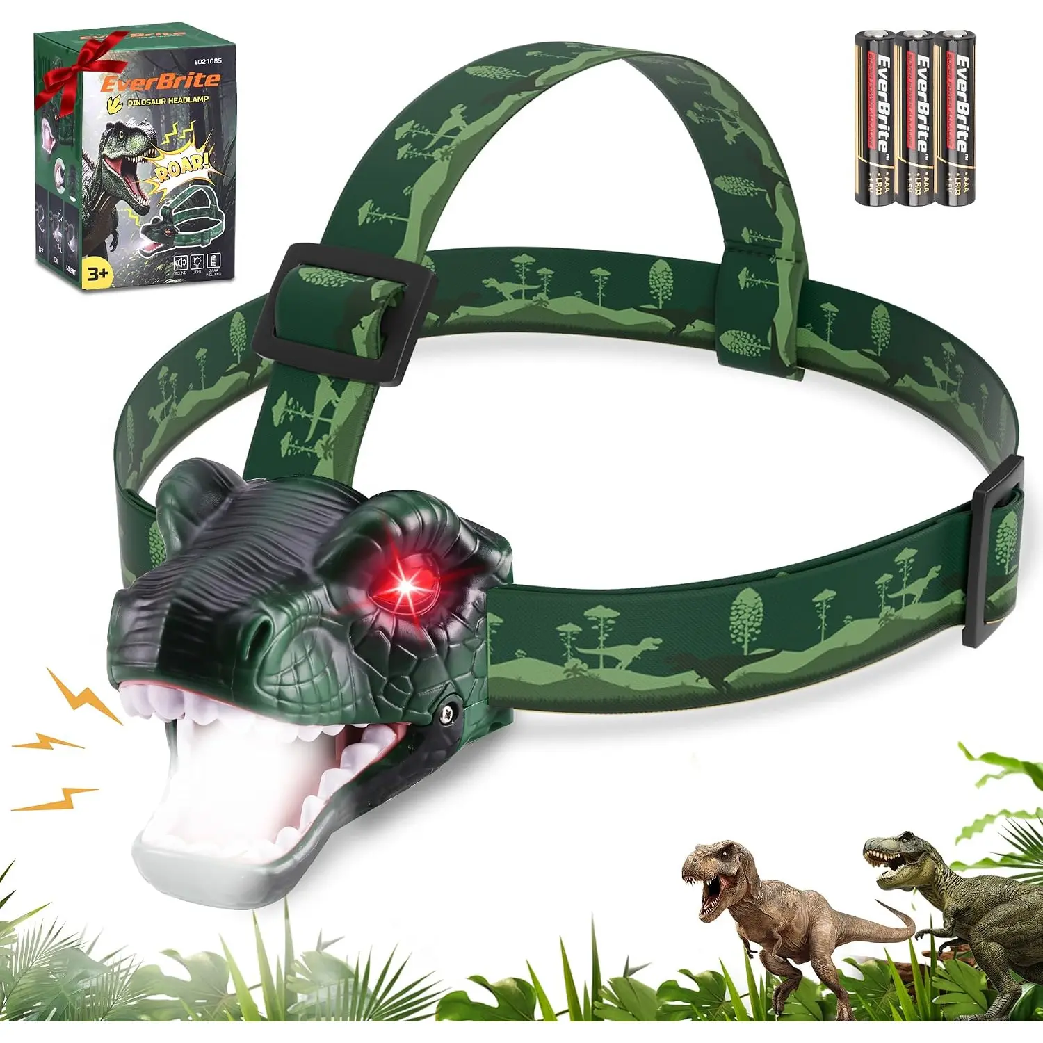 Dinosaur Headlamp for Kids, LED Head Flashlight