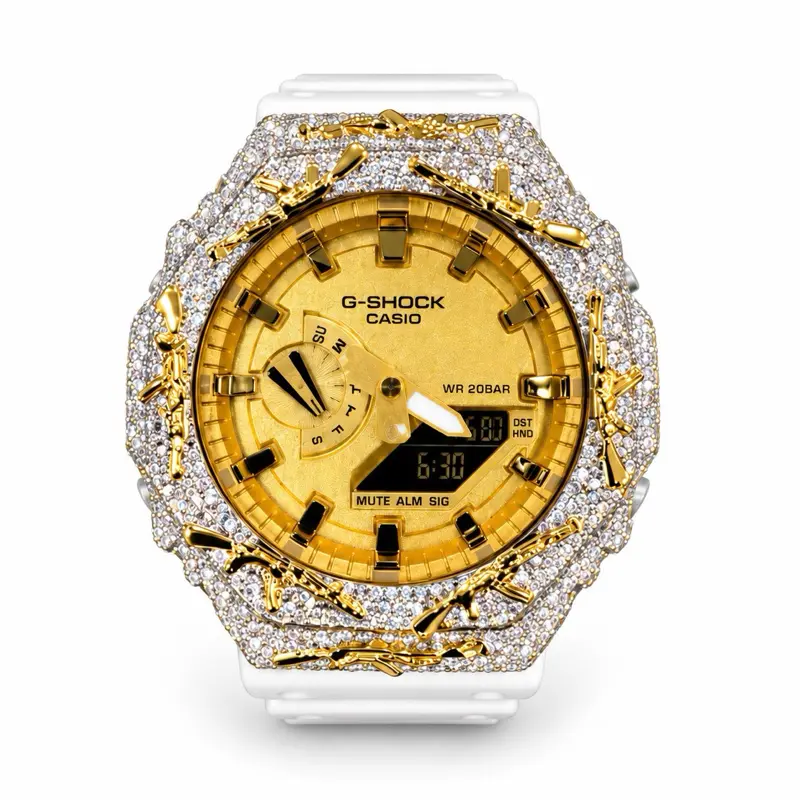 Casio G-Shock GA-2100 Custom Iced Out Watch | Stone-Set Bezel | Men’s Luxury Streetwear Analog Digital Watch