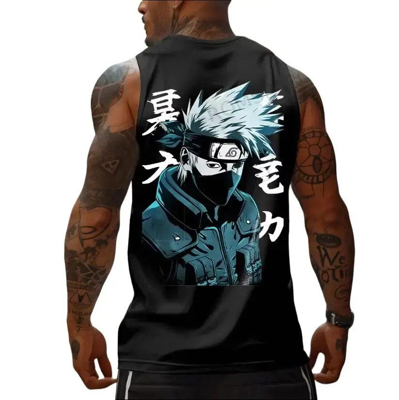 Casual Anime Kakashi Hatake Print Gym Tank Top