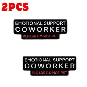 1" Wide 1.5" Long Text Pattern Letter Engraving Enamel Pin Brooch 2-Pack, Funny "Emotional Support" Office Humor Accessory for Coworkers, Casual Daily Badge for Jackets & Backpacks (Anniversary Gift Option)