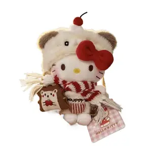 HelloKitty Keychain Plush Toy Cute Cartoon Keyring Bag Charm Hello Kitty Doll Hair Extensions Body Wave Curly Lace Wigs Bundles Wholesale