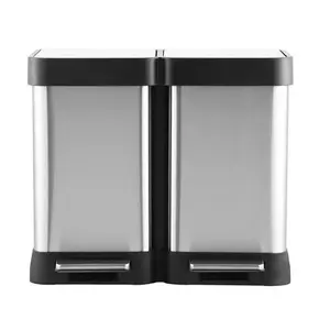 Dual 25L SS Step Recycling Bin, Soft-Close, Fingerprint-Resistant
