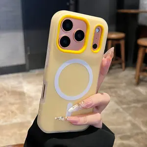 Phone Case - Luxury Candy-Colored 2-In-1 Magnetic Phone Case Compatible with Iphone 17 Pro Max, Air 16, 15, 14, 13, 12 Pro Max Plus Protective Cover, Frosted Soft Shell with Magnetic Wireless Charging, Shockproof Back Cover