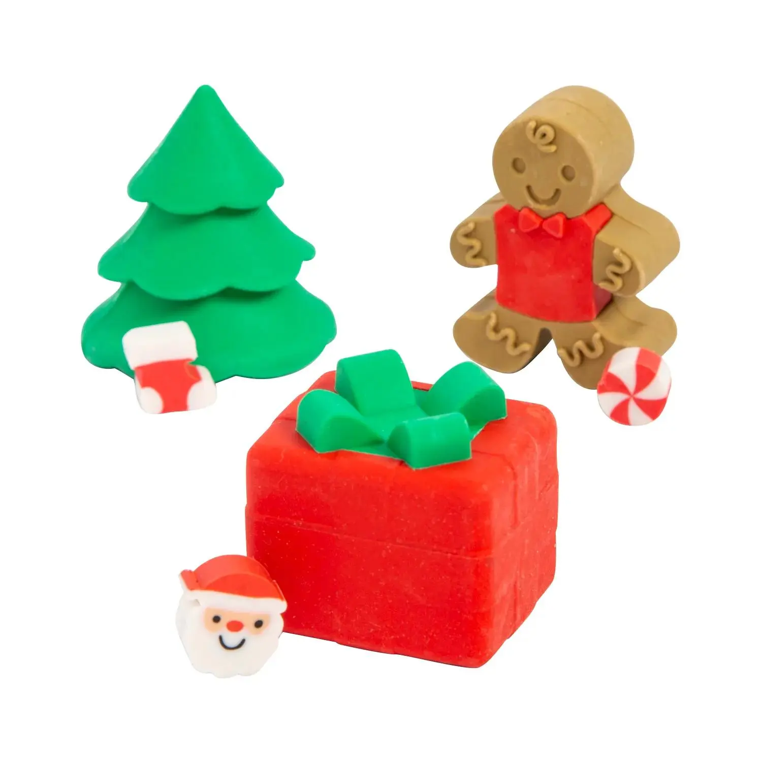 Adorable Holiday Rubber Pencil Erasers with Surprise Inside - 18-Pc Set for Students, Classic Novelty Toy for Pretend Play