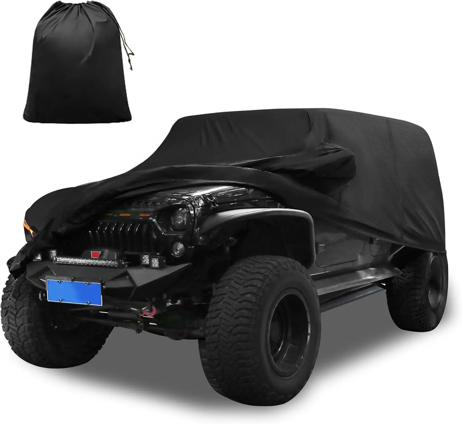 All-Weather Waterproof Vehicle Cover for 2-Door Jeep Wrangler JK JL TJ YJ CJ (1987-2023) - DuPont Material Car Protector, Driver Door Zipper, 450cm*190cm*180cm Outdoor UV-Resistant Removable Cover