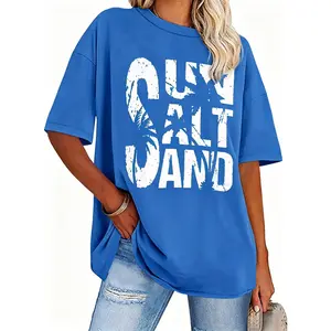 Women Short Sleeve T-Shirts,Crew Neck Drop Shoulder Baggy Sleeves Tees,Loose Printed T-shirt Casual Basic Tops,Oversized Tshirt Women