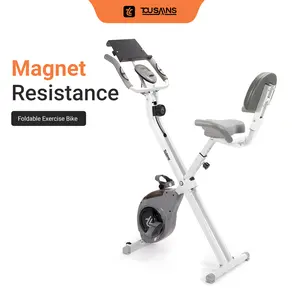 TOUSAINS Folding Exercise Bike & Indoor Quiet Magnetic Bike with Lcd Display, Heart Rate Monitor, Sturdy Frame, Multiple Resistance Levels for Home Workout Efficiency Adjustable Robust Alloy Steel Material Convenience FallFreshness