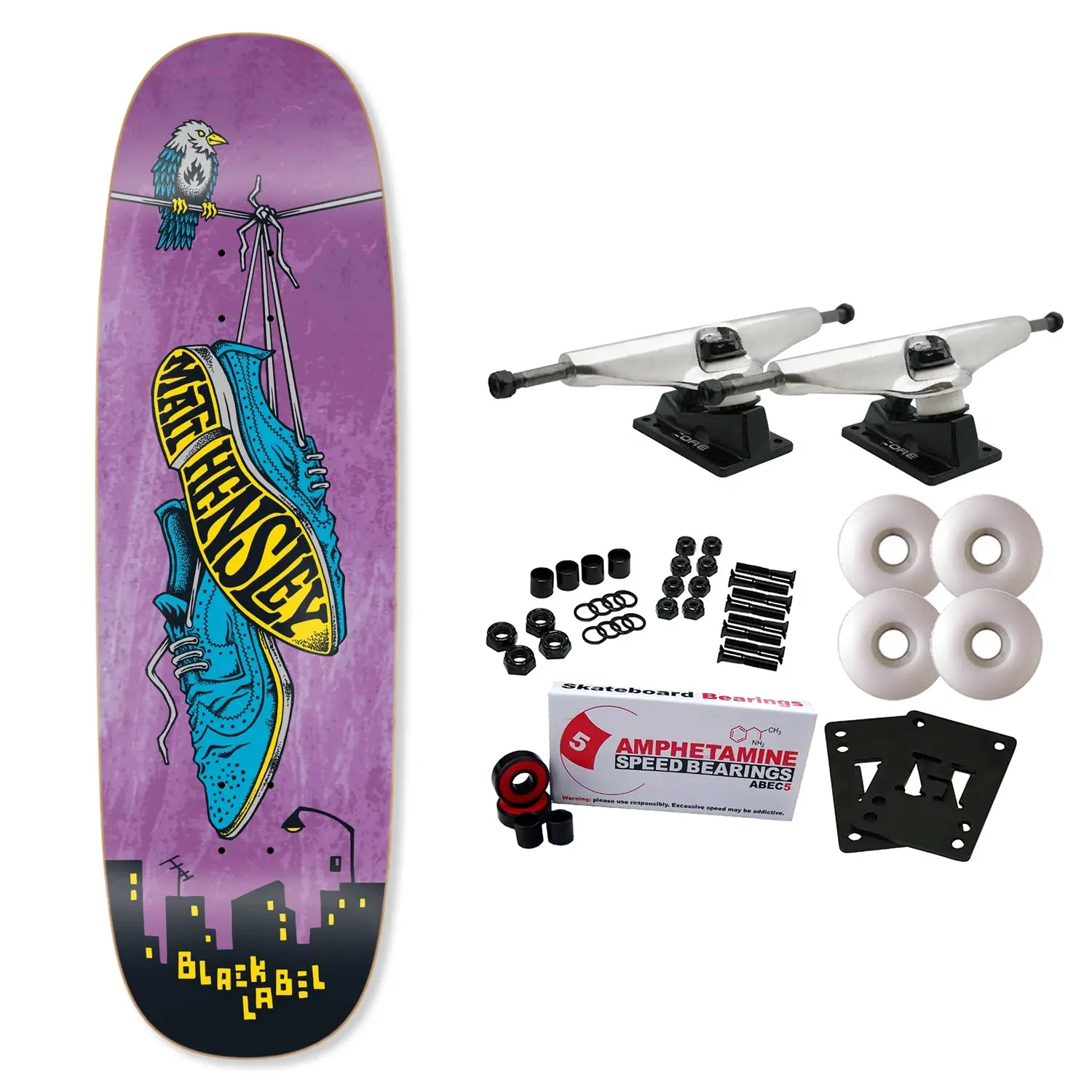 Black Label Skateboard Complete Matt Hensley Wingtips Tugboat Assorted 9.5" x 32.125"