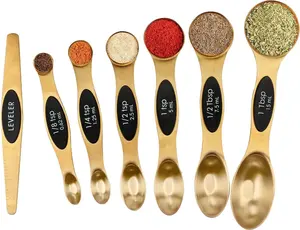 Magnetic Measuring Spoons Set Stainless Steel with Leveler, Stackable Metal Tablespoon Measure Spoon for Baking, Measuring Cups and Spoon Set Kitchen Gadgets Apartment Essentials Fits