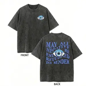 Vintage Washed Oversized Evil Eye T-Shirt - May All Negative Energy Be Returned To Sender