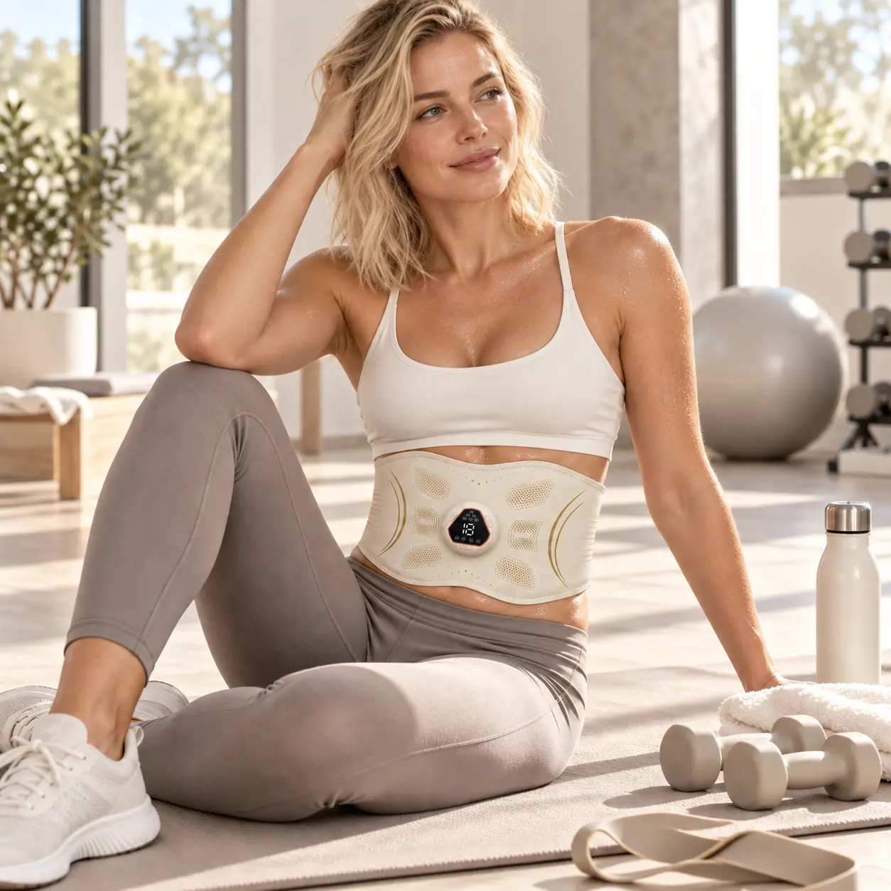 EMS Ab Belt for Core Training, 6 Modes 18 Levels, Adjustable Abdominal Muscle Stimulator for Home Fitness, Non-Medical Use Only（Non-Medical Device, Not Intended for Diagnosis or Treatment）