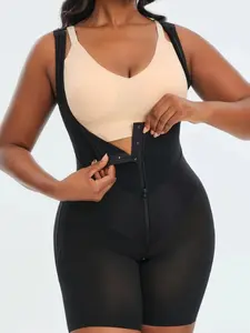 1 Count Women's Elegant Colombian Butt-Lifting And Shaping Bodysuit, Compression, Fajas, High-Waisted Body Shaperwear, Tummy Control Shapewear Jumpsuit, Zippered Crotch And Hooks Closure, Comfortable Fabric, Suitable For Training Or Sports