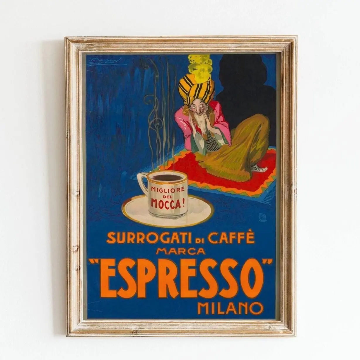 Italian Coffee Art Print, Vintage Cafe Poster, Espresso Kitchen Wall Decor L
