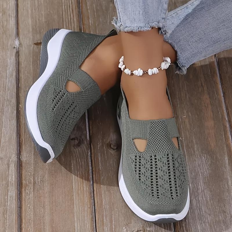Rain Core | Olive Green Slip-On Sneakers for Women - Ultra Breathable Perforated Design |   Lightweight EVA Sole & Soft Fabric Upper, All-Day Comfort for Casual Wear