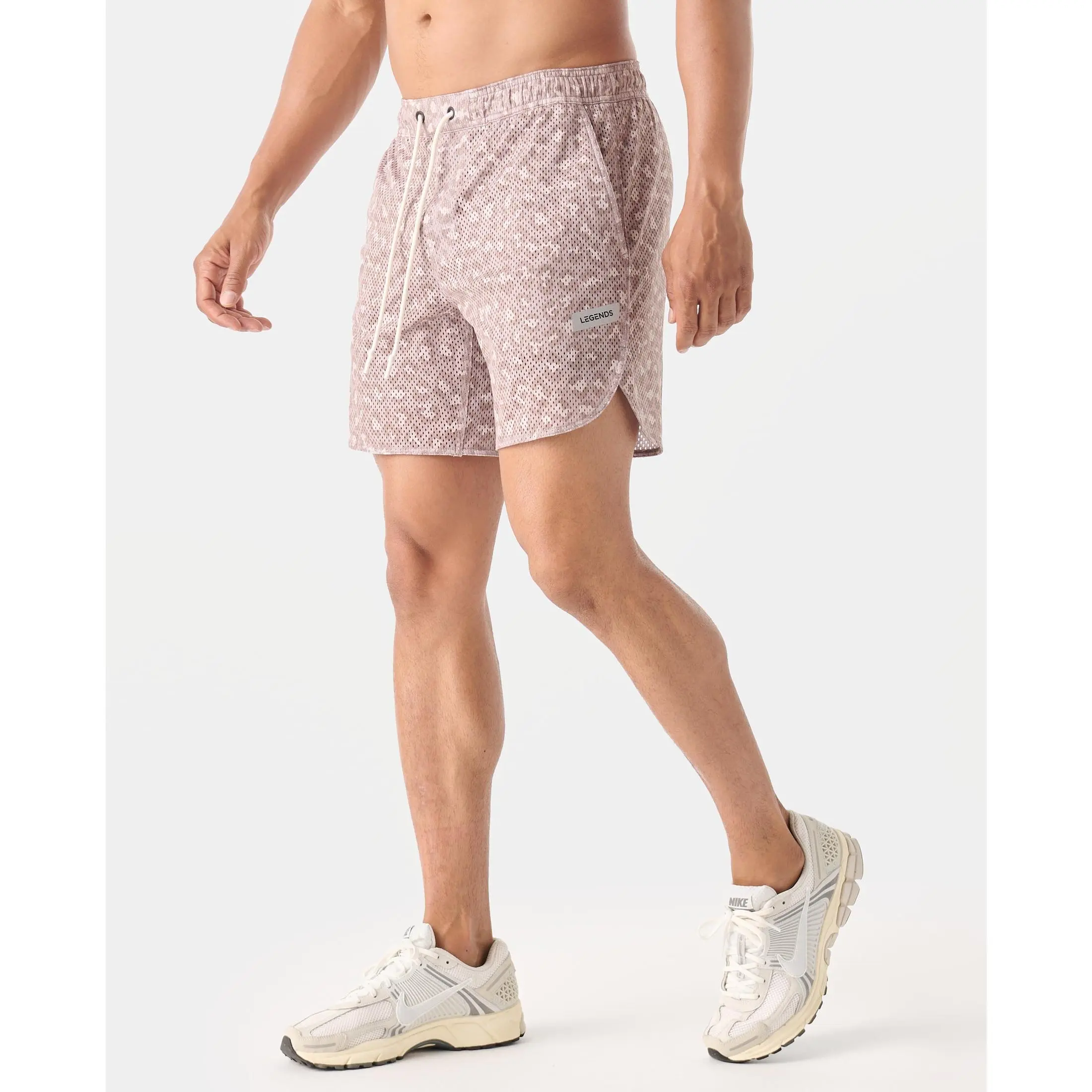 Luka Mesh Short Leopard Beige , Small 5"