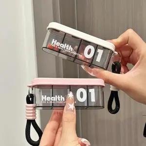 2PCS Portable Pill Dispenser with 4 Compartments, Travel Pill Bottle Organizer with Strong Seal，Anti-Mix Supplement Organizer，Pill Box Case with ，Pill Container with Wide Opening Design, Vitamin Organizer