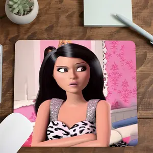 Square Retro Leopard Doll Gaming Mouse Pad, Bold Vintage Character Design, Eye-Catching Desktop Decorative Protective Pad, Rubber Anti-slip Lockedge Work Pad, Small Size Suitable for Laptop, Desktop Computer Games, Work, Daily Use