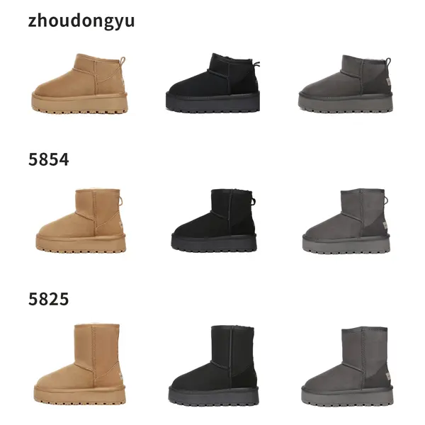 OGLISSER Women's & Men's Platform Snow Boots Genuine Sheepskin Wool-Lined Winter Booties Anti-Slip Lug Outsole Ultra-Mini Ankle Mid-Calf Warm Cozy Shearling Boots