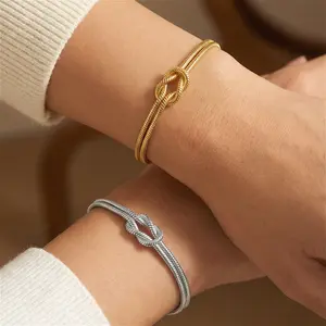 Stainless Steel Bracelets Snake Chain Infinity Love Knot Elegant Friendship Couples Bangles For Women Valentines Jewelry Gifts