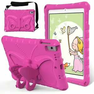1pc Rose Red Butterfly Stand With Shoulder Strap Tablet Protective Case, With Stand Function, Compatible With IPad