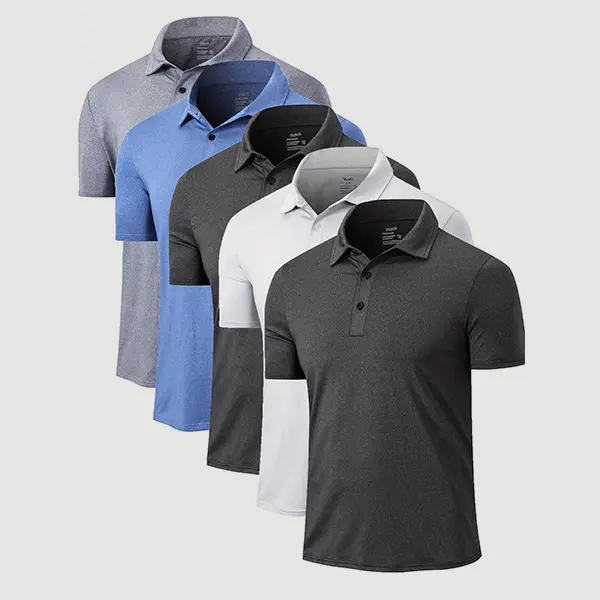 Veldtholos 5pcs Men's Polo Shirts Performance Short Sleeve Golf Shirt Moisture Wicking Athletic Casual Collared T-Shirt