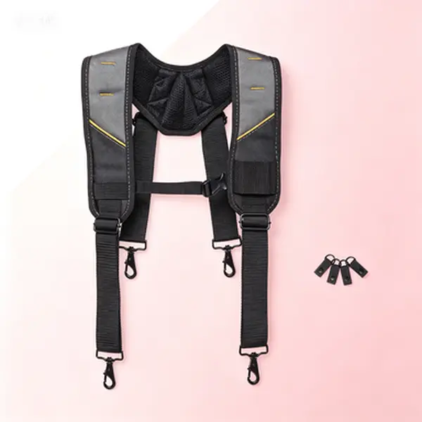 Padded Work Suspenders Heavy-Duty Adjustable, Breathable Support with Durable Buckle Clips, Reinforced Stitching for Tool Belts Jobsite Comfort, ClipTech Series Pro Suspender Straps for Hard Hat