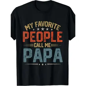 Funny "My Favorite People Call Me Papa" Dad T-Shirt for Men - Retro Casual Short Sleeve Tee with Fatherhood Design, Comfortable Gift for Dad, Husband, or Grandpa (/Christmas) - Machine Washable Graphic Shirt