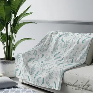 Fluffy Warm Luxury Sherpa Fleece Blanket | Floral, Botanical, Herbs Snuggle Throw Blanket Cute Home Decor | Soft Fleece
