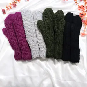 Cable Knit Winter Mitten, Merino Wool Fleece Lined Unisex Gloves, Warm Gloves, Men/Women Ski Gloves, Himalayan Sherpa Non Itchy Gloves