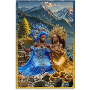 Art Poster of Oshun, The Goddess of Love And Yemaya, The Water God Canvas Poster Canvas Poster Wall Art Decor Print Picture Paintings for Living Room Bedroom Decoration Unframe-style 08x12inch(20x30cm