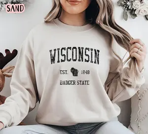 Wisconsin Sweatshirt, Badger State Shirt, Wisconsin Hoodie, Wisconsin Souvenir, Wisconsin Gift, Wisconsin Badger, Gift For Men, Women