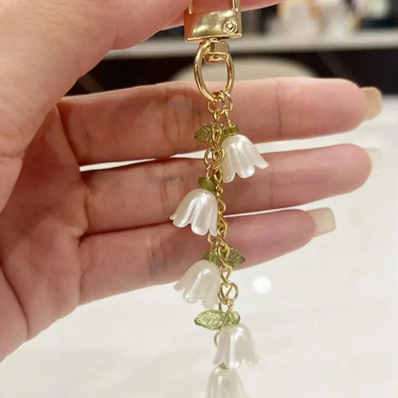 Mother's Day Gift Faux Pearl & Flower Decor Keychain, Cute Keychain for Women & Girls, Keychain for Purse, Fashion Accessories for Bag Decoration, Exquisite Keychain for Birthday Gift, Cute Charms Keychain, Cute Keychain Accessory