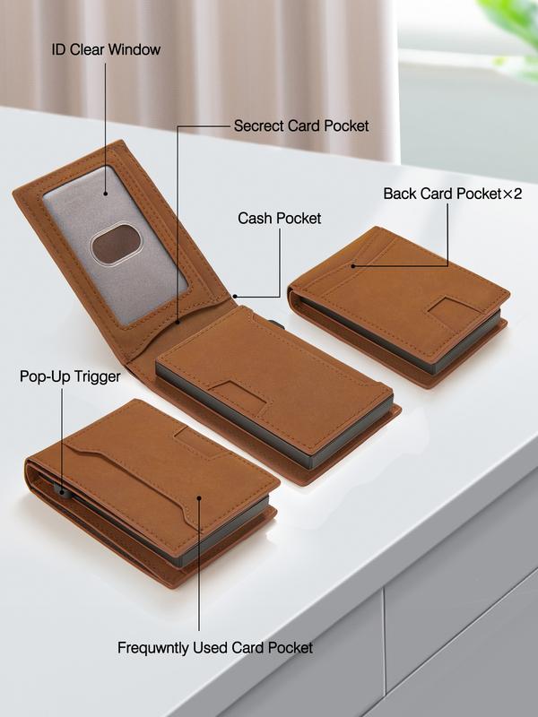 Minimalist Wallet for Men-Men's Slim RFID Blocking Smart Wallets with Money Clip,Metal Aluminum Pop Up Credit Card Holder, Front Pocket Thin Wallet,Birthday Anniversary Gifts for Mens
