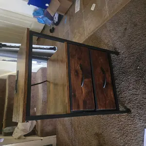 Nightstand with Charging Station and 2 Fabric Drawer, Bedside Table Furniture with USB Ports and Outlets