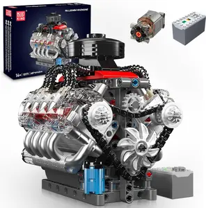 Mould King 10171 V8 Engine Motor Building Block Sets, 487+ PCS Building Toys with Motor, Mechanical Modelers Engine Building Kits That Runs for Kids & Adult Age 8+ Collectible Hobby Stem