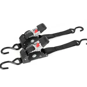 1" x 10' Retractable Ratchet Straps ( 2 pack or 4 pack) - Heavy Duty Self Retracting Tie Down Straps for, Motorcycle, Truck, Cargo Trailer