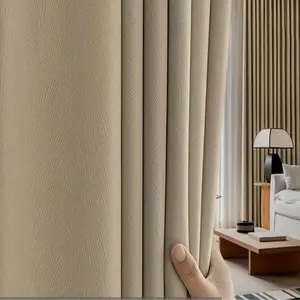 1pc Classic Modern Floral Texture Blackout Curtain, Thickened Privacy Noise Reduction Drapes, Home Decor for Living Room Bedroom Kitchen Office Hotel, Home Decoration Curtain