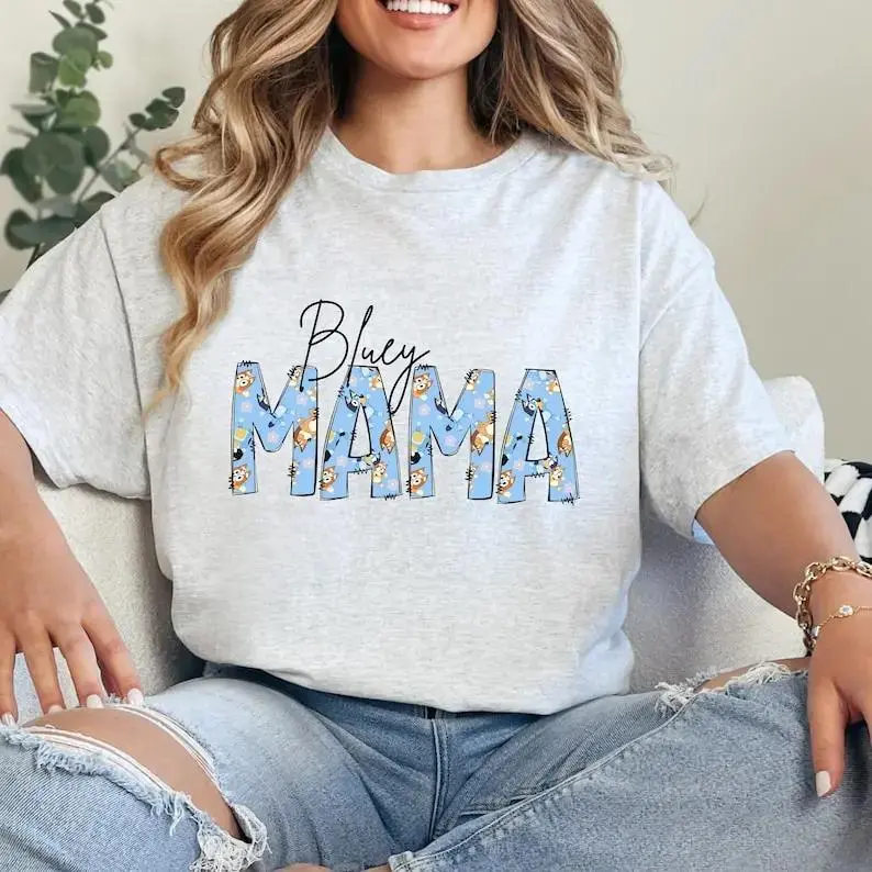 Bluey Mama Tshirt, Mama Shirt, Bluey Tshirt Adult, Mom Gift, Mom Shirt, Bluey Shirt, Unique Mom Shirt, Trendy Shirt, Mama Sweatshirt, Mama Hoodie and Sweater; T-shirt Cotton Polyester Womenswear Light Trending Tshirt TOP TRENDING