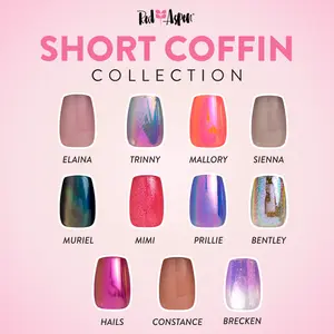 Red Aspen Short Coffin Press On Nail