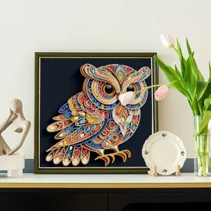 Owl Pattern DIY Diamond Art Painting Kit without Frame, DIY Diamond Decorative Art Painting Kit for Beginner, Wall Art Decor for Home Living Room Bedroom
