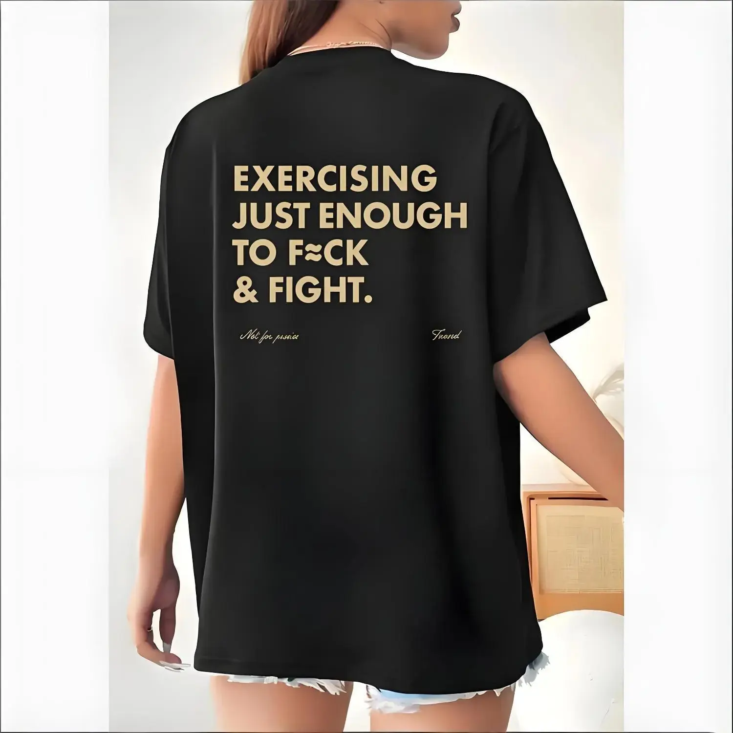 Funny Exercising Just Enough Graphic Tee, Retro Vintage Y2K Short Sleeve T-Shirt, Unisex Crew Neck Workout Humor Shirt, Casual Streetwear Top