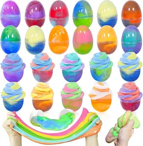24 Pcs Galaxy Slime Eggs with Toys, Unscented, Multi-color, Easter, Space Theme, 3+ Years, Small, Multi Color, Slime with Toys, Putty, Childrens Multi-item Party Favor Packs, Unisex Children, Memorial Day Party Favors, Memorial Day Gifts for Kids