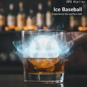6-Cavity 3D Baseball Ice Cube Mold, Detailed Stitch Design Food Grade Silicone Ice Tray, Slow Melting Sporty Ice Balls for Beer, Soda, Cocktails, Game Day and Sports Fans Party