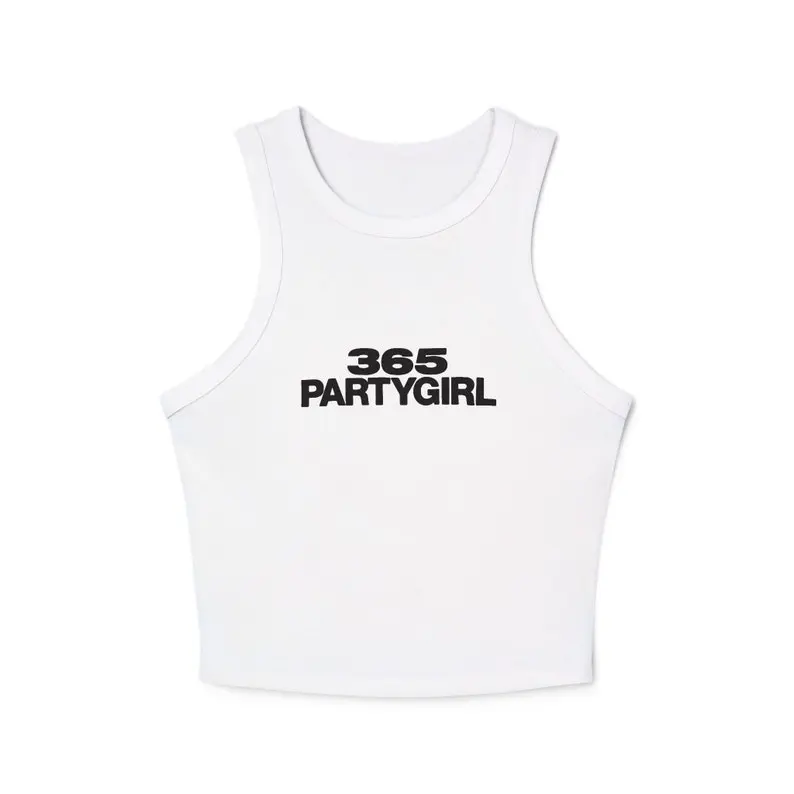 365 Party Girl Racer Tank Top, Apple Graphic Tank, Brat Summer Inspired Shirt, Y2K Party Top