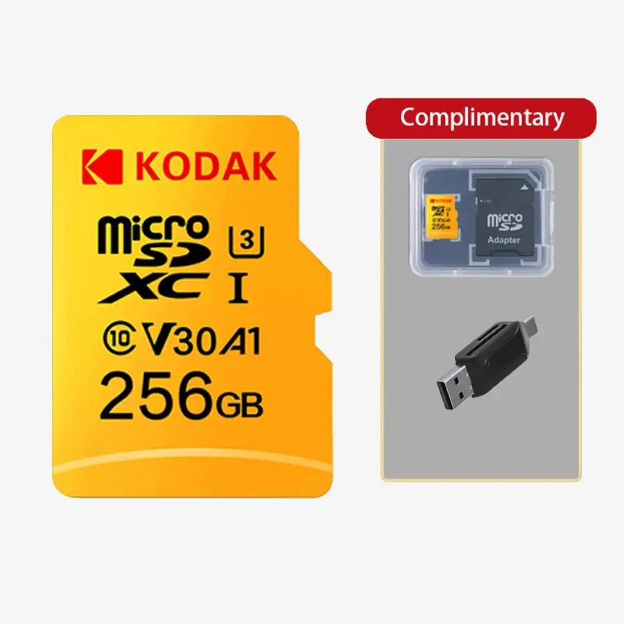 Micro SD Card with Storage Box & Card Reader, 1 Count MicroSDXC Memory Card, Memory Card Dual Interface Card Reader & Storage Box Set for Kodak