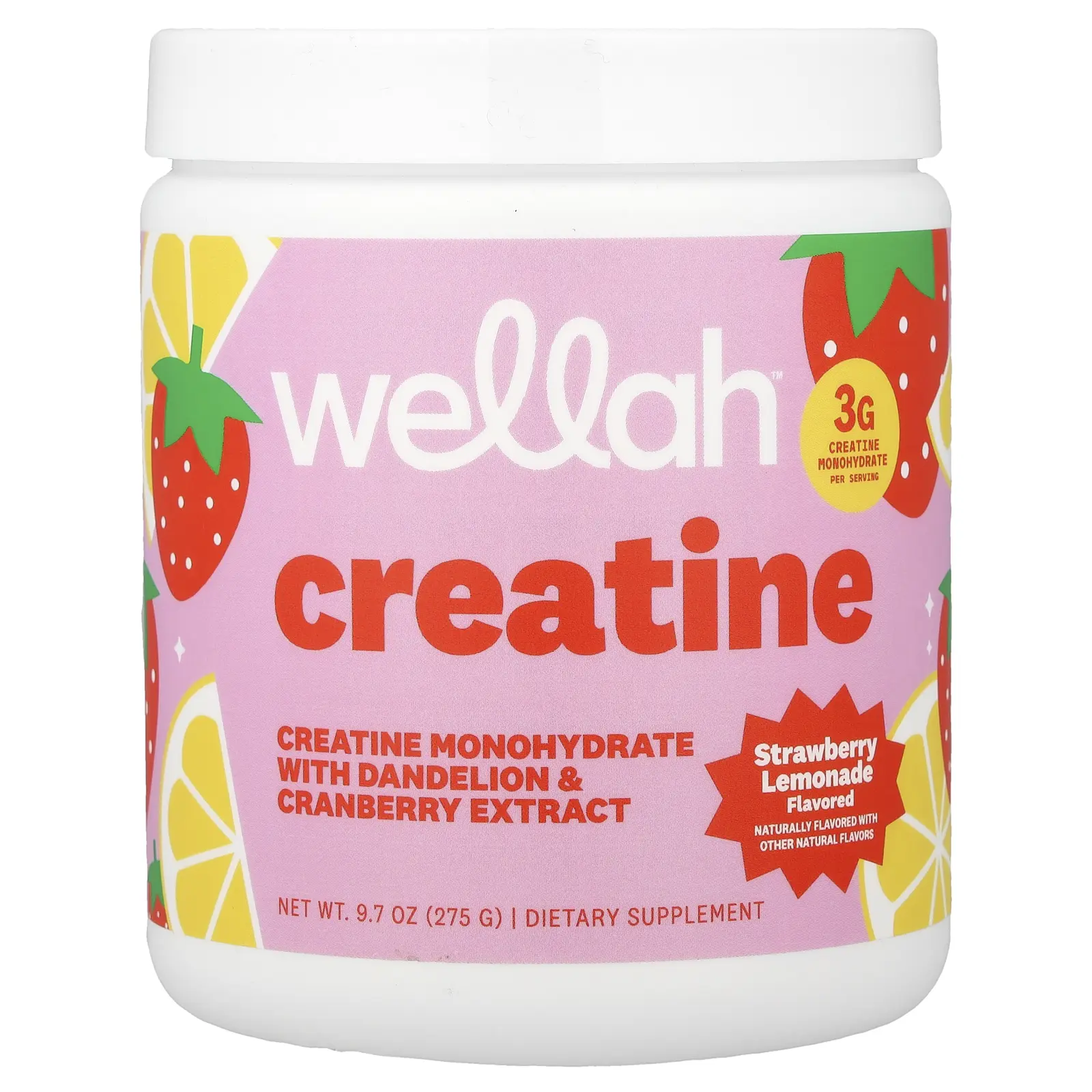 Wellah Creatine, Strawberry Lemonade, 9.7 oz (275 g)