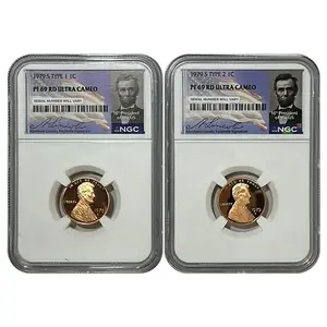 1979-S Lincoln Cent Type 1 & Type 2 Set - Abraham Lincoln Label - NGC PF69 RD UCAM